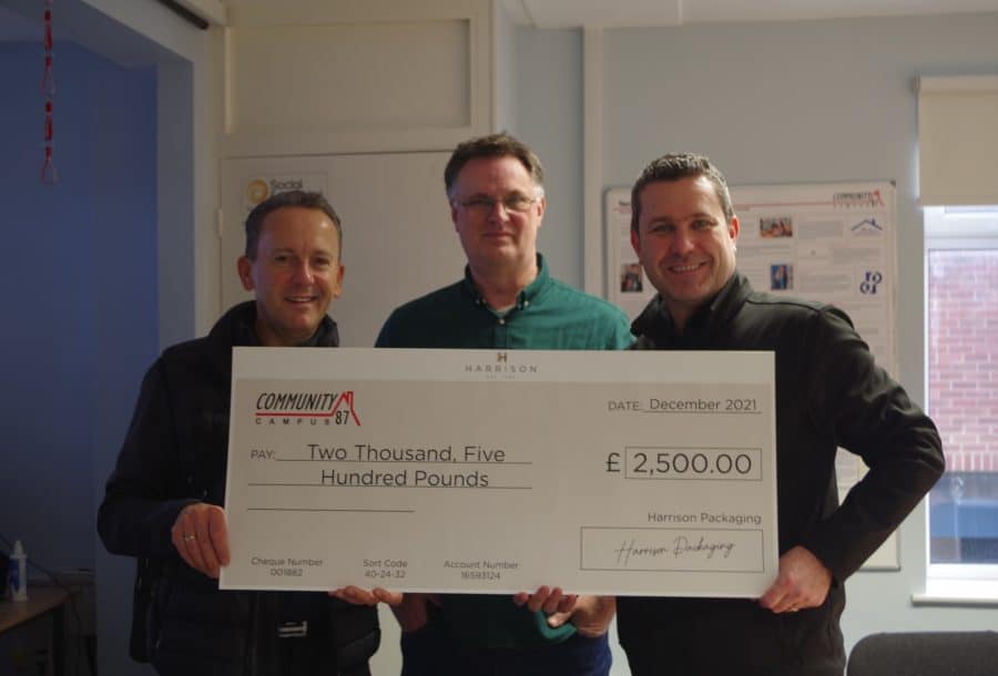 Harrison Packaging donates £2,500 to local charity supporting homelessness